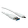 VALUE Cable USB 3.2 Gen 1 Tipo A a USB C 3 m Blanco