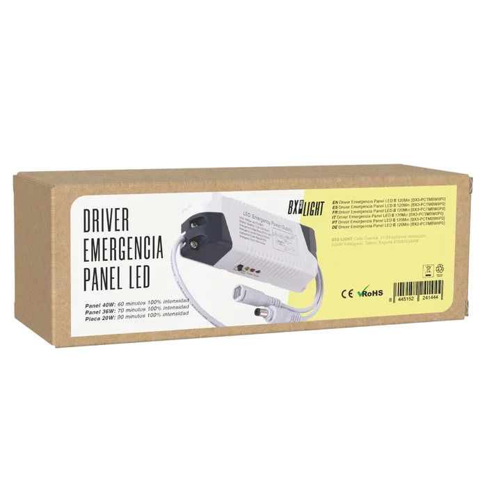 BX3 LIGHT Driver Emergencia para Panel LED, > 120 Min Autonomía, Funcionamiento Automático BX3-PCTMBW0P0