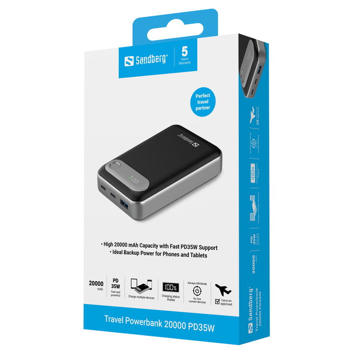 SANDBERG Travel Powerbank 20000 PD35W SANDBERG Travel Powerbank 20000 PD35W