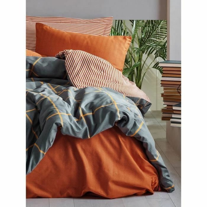 Aucune Juego de cama de algodón Canela con funda nórdica y 2 fundas de almohada