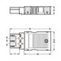 WAGO 770-113 Conector de 3 polos con carcasa de alivio de tensión, negro