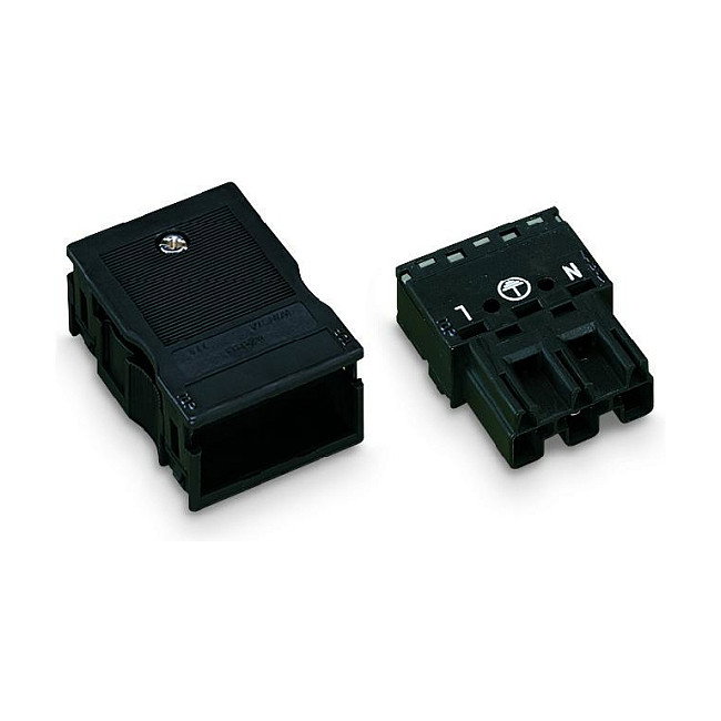 WAGO 770-113 Conector de 3 polos con carcasa de alivio de tensión, negro WAGO 770-113 Conector de 3 polos con carcasa de alivio de tensión, negro