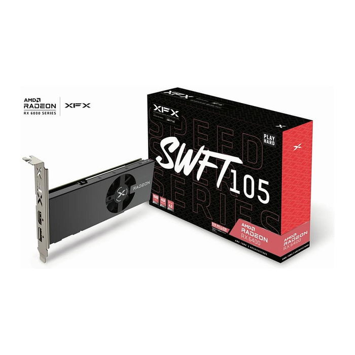 XFX Radeon RX 6400 SWFT105 4GB GDDR6 PCIe 4.0 Low Profile 1x Ventilador, 7680x4320, AMD FreeSync - RX-64XL4SFG2
