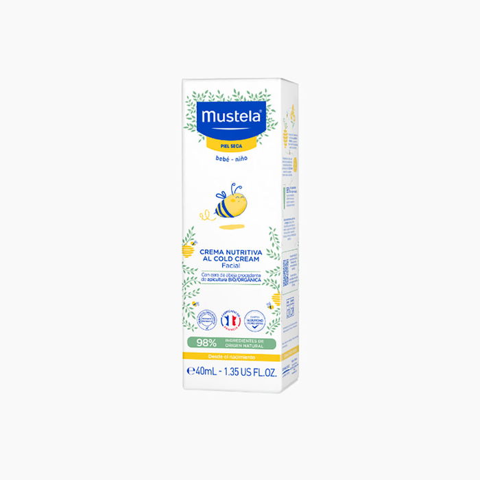 Mustela Crema Facial Nutritiva al Cold Cream 40 ml, Hidratante y Protectora para Piel Seca desde el Nacimiento