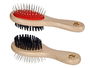 Mascow Cepillo Doble para Mascota Mango Madera Acero Plástico Negro Marrón Rojo 9.7x5.5x5 cm (Set de 24)