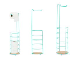 Berilo Portarrollo Metal Bambú con Depósito Color Menta 16.5x16.5x63.5 cm (Set de 4)