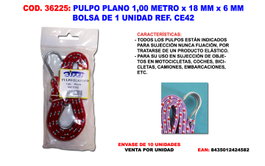 Pulpo plano 1,00 metro x 18 mm x 6 mm