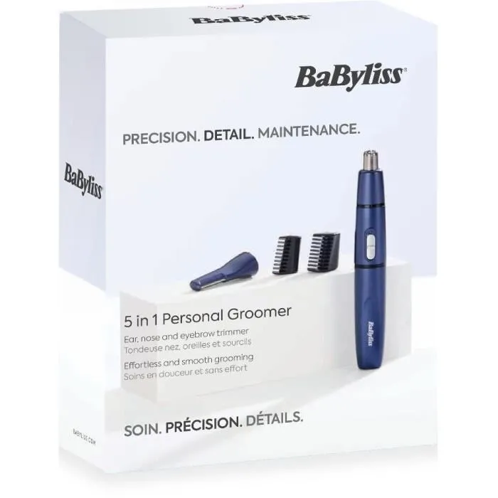 BaByliss P1311E Recortador Personal Groomer 5 en 1 para Nariz, Orejas y Cejas – Estilo Prolijo y Preciso