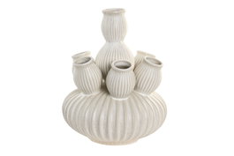 DKD Home Decor Jarrón de Cerámica Crema 18x18x23 cm