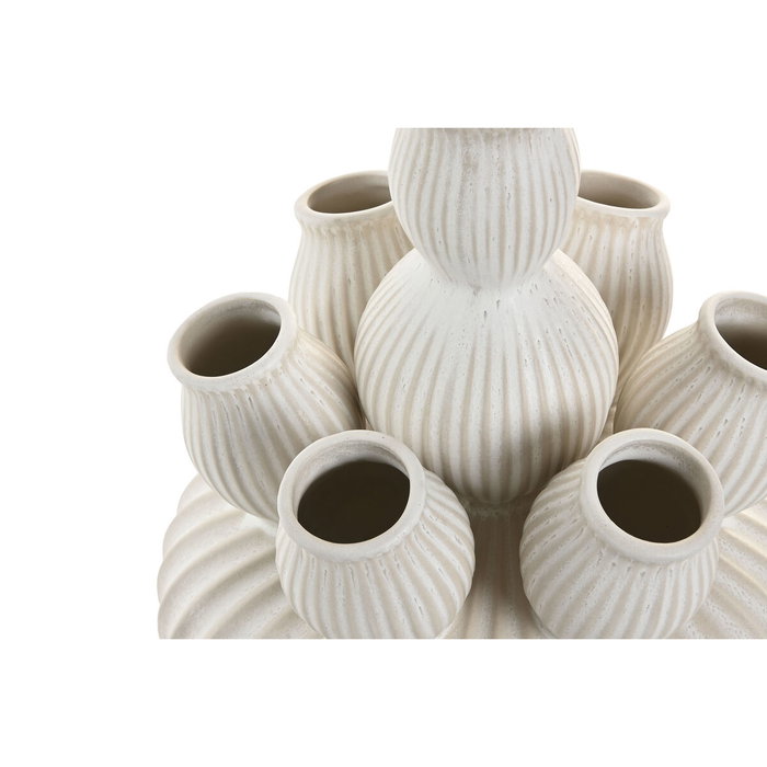 DKD Home Decor Jarrón de Cerámica Crema 18x18x23 cm DKD Home Decor Jarrón de Cerámica Crema 18x18x23 cm