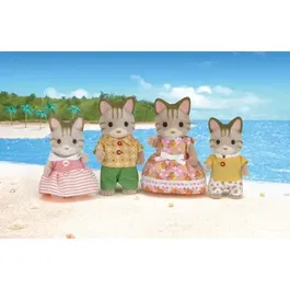 Sylvanian Families 5180 Tabby Cat Family, Familia de Gatos Tigres, Mamá, Papá, Hijo e Hija, Articulados y Vestidos, a Partir de 3 Años