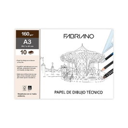 Fabriano Pack de 10 láminas de dibujo lineal 160g A4