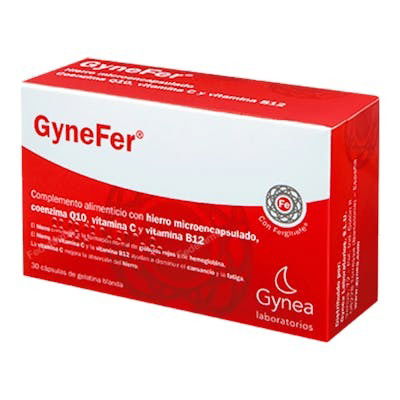 Gynea Gynefer 30 Cápsulas con Ferginate, Vitamina C y B12 para Estados Carenciales de Hierro Gynea Gynefer 30 Cápsulas con Ferginate, Vitamina C y B12 para Estados Carenciales de Hierro