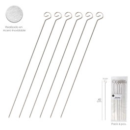 SATURNIA Pinchitos de Acero Inoxidable Grandes 40 cm (6 Unidades)
