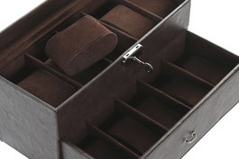 DKD Home Decor Joyero Tradicional Marron Croco 27.5 x 11 x 15 cm