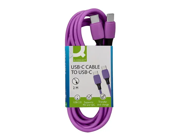 Q-connect Cable USB-C a USB-C PVC 2m Morado Q-connect Cable USB-C a USB-C PVC 2m Morado