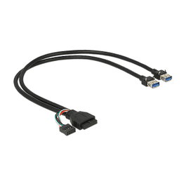 DeLOCK Cable USB de 0,45 m con Pin USB 3.0 y USB 2.0 a 2 x USB 3.0 A Hembra