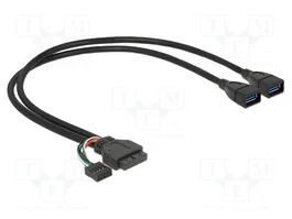 DeLOCK Cable USB 0,45 m con USB 3.0 pin y 2 x USB 3.0 A hembra