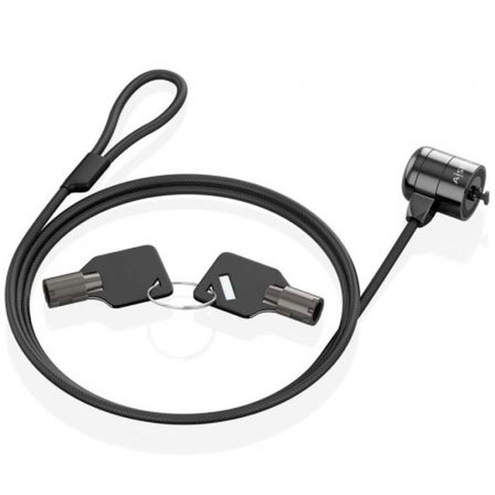 AISENS Cable de seguridad ASLK-D40K04-BK con cerradura de llave, 1,5 m, Negro
