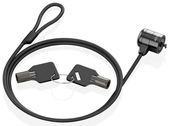 AISENS Cable de seguridad ASLK-D40K04-BK con cerradura de llave, 1,5 m, Negro