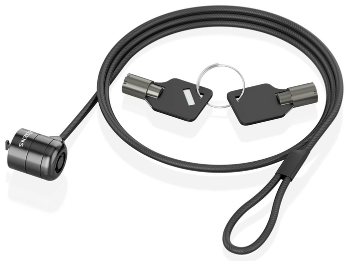 AISENS Cable de seguridad ASLK-D40K04-BK con cerradura de llave, 1,5 m, Negro