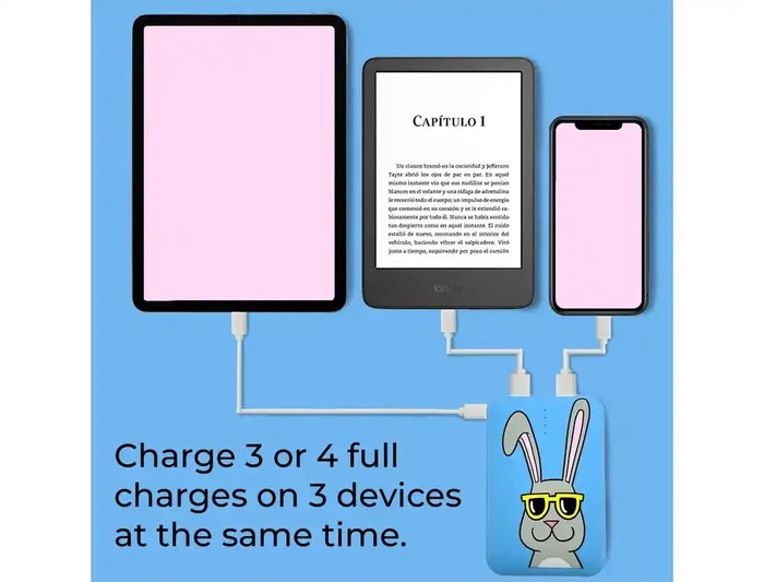 Wondee Batería Externa 10.000 mAh Conejo Gafas Sol Diseño Alegre y Estilo