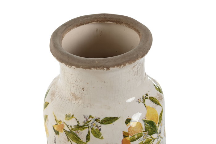 DKD Home Decor Jarrón de Gres Limones Amarillo