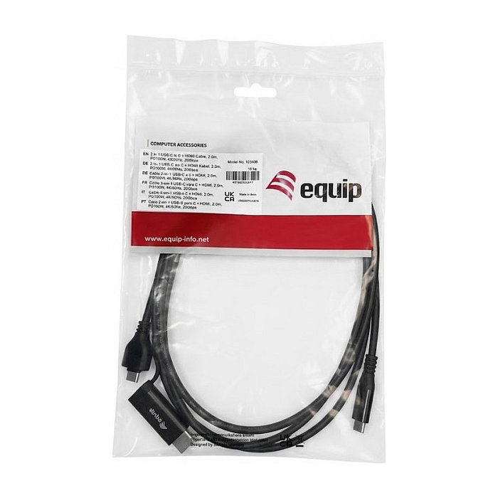 EQUIP Adaptador USB-C a HDMI + USB-C PD 100W 4K 60Hz 2m Negro