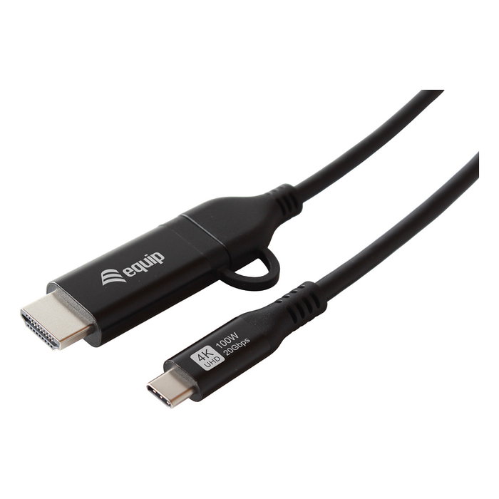 EQUIP Adaptador USB-C a HDMI + USB-C PD 100W 4K 60Hz 2m Negro
