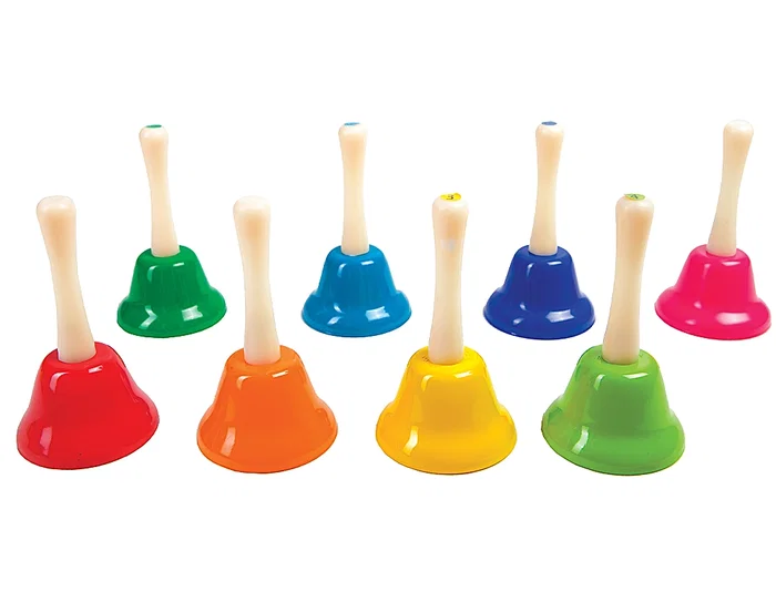 Amaya Campanita de Mano Pequeña Escala Diatónica - Set de 8 Unidades Colores Surtidos Amaya Campanita de Mano Pequeña Escala Diatónica - Set de 8 Unidades Colores Surtidos