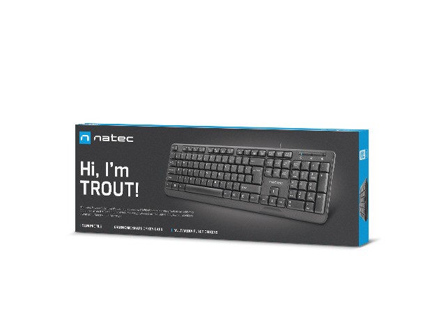 Natec Teclado Trout Slim con cable 100% full-size negro diseño fino layout polaco Natec Teclado Trout Slim con cable 100% full-size negro diseño fino layout polaco