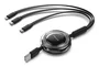 Vention Cable USB Retráctil TRJBBE USB-A a USB-C/Lightning 1,1m Negro