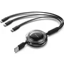 Vention TRJBBE Cable USB Retráctil 3 en 1, USB-A/Lightning/USB-C, 10 Gbps, hasta 17.5W, 1.1m, Negro