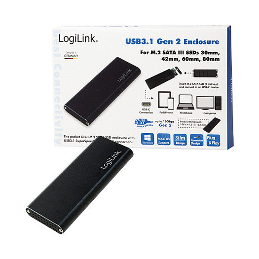 LogiLink Carcasa para SSD USB 3.2 Gen2 USB-C M.2 (NGFF)
