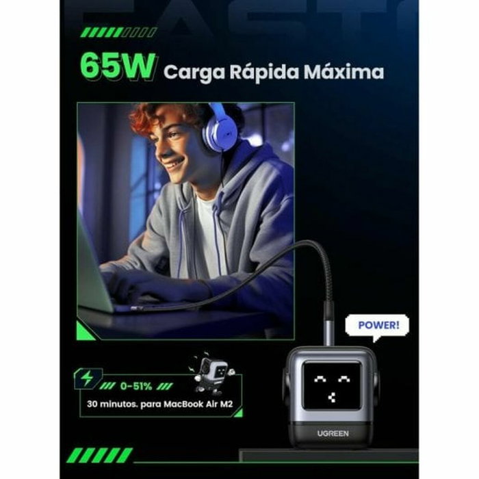 Ugreen Nexode RG 65W 3-Port GaN Gris