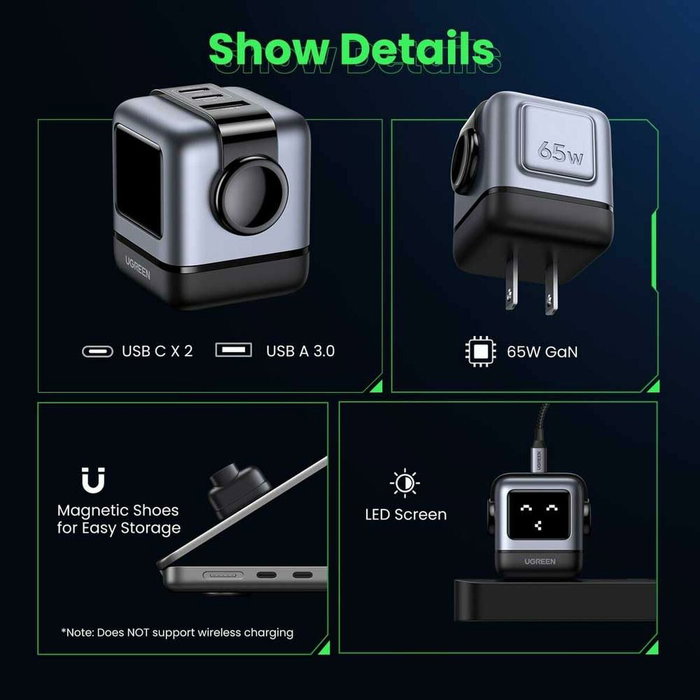 Ugreen Nexode RG 65W 3-Port GaN Gris