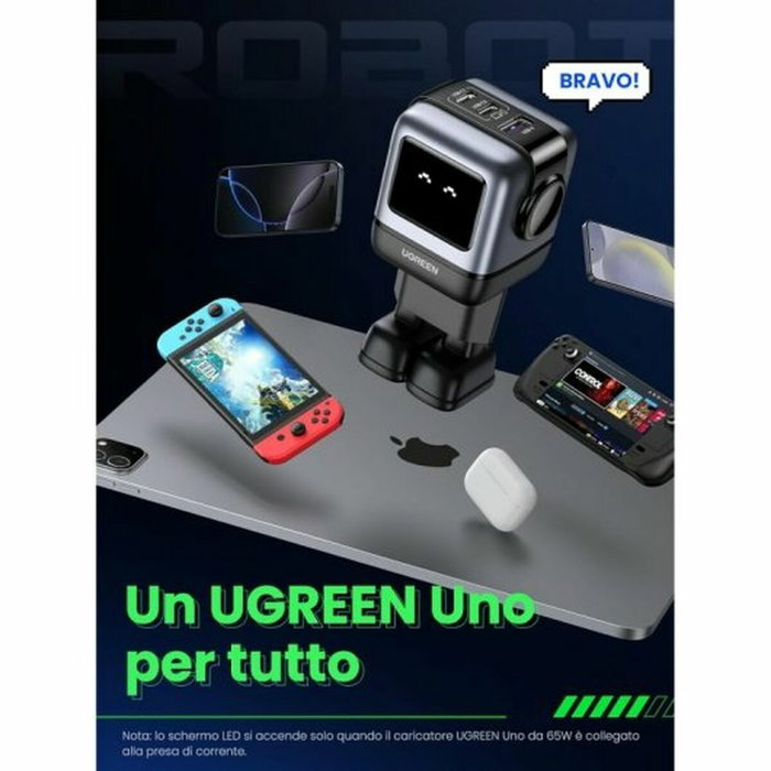 Ugreen Nexode RG 65W 3-Port GaN Gris