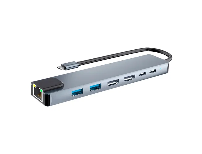 TNB iClick Hub 7-en-1 de doble pantalla 4K USB-C en aluminio