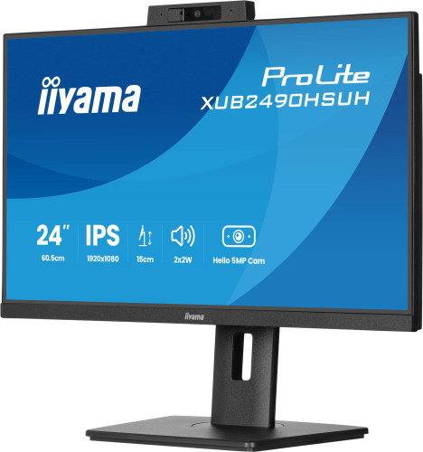 Iiyama Monitor 24" XUB2490HSUH-B2 Full HD IPS 75Hz 1ms con Altavoces, Webcam 5MP, HDMI, DisplayPort, USB, Altura Ajustable y Pivote Iiyama Monitor 24" XUB2490HSUH-B2 Full HD IPS 75Hz 1ms con Altavoces, Webcam 5MP, HDMI, DisplayPort, USB, Altura Ajustable y Pivote