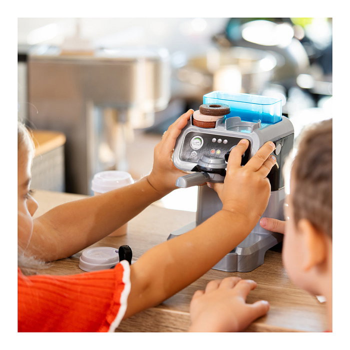 Theo Klein My Market Barista Espressomaschine, Máquina de Café de Juguete Multicolor para Niños de 3 Años