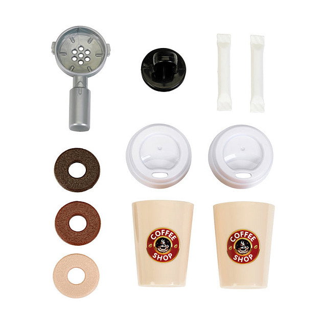 Theo Klein My Market Barista Espressomaschine, Máquina de Café de Juguete Multicolor para Niños de 3 Años