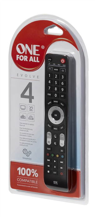 One For All URC7145 Mando Universal 4 Dispositivos Smart TV Evolve 4