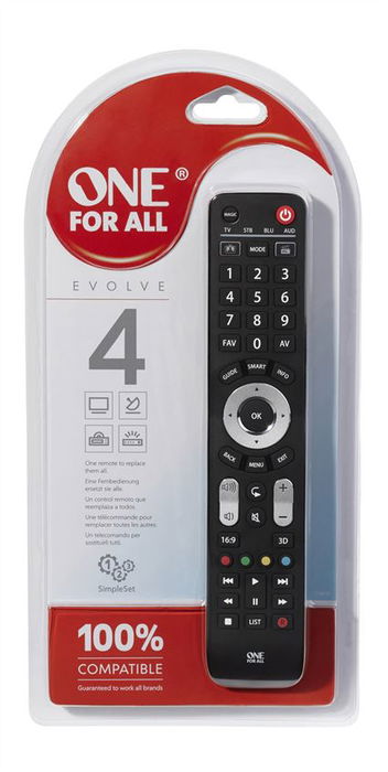 One For All URC7145 Mando Universal 4 Dispositivos Smart TV Evolve 4