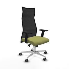 PIQUERAS Y CRESPO Sillón Albacete Verde oliva y Negro con Mecanismo Sincro, Brazos 2D y Base de Aluminio