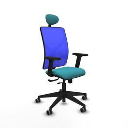 PIQUERAS Y CRESPO Silla de oficina Motilla con mecanismo Sincro/Traslack Turquesa y Azul