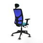 PIQUERAS Y CRESPO Silla de oficina Motilla con mecanismo Sincro/Traslack Turquesa y Azul