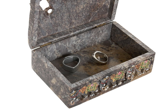 DKD Home Decor Caja Indio Elefante Marron Multicolor 10 x 5.5 x 15 cm
