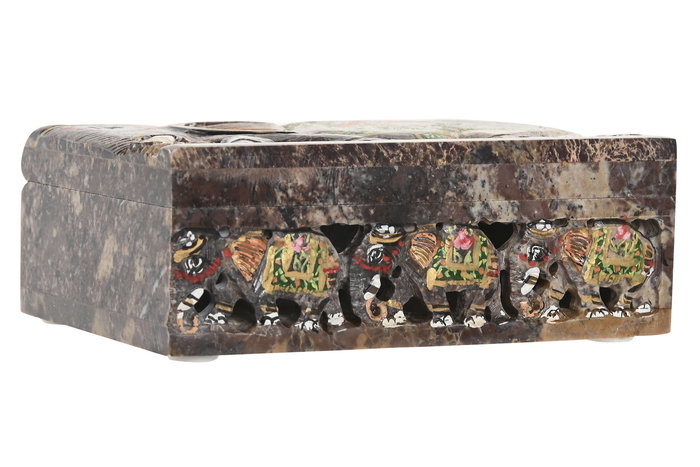 DKD Home Decor Caja Indio Elefante Marron Multicolor 10 x 5.5 x 15 cm
