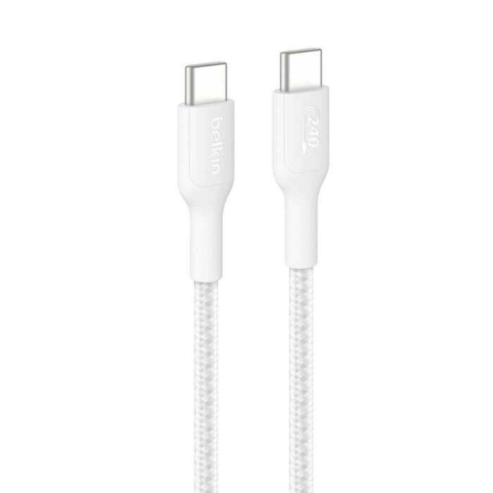 Cable USB-C a USB-C Belkin CAB025HQ2MWH Blanco 2 m Carga rápida Cable USB-C a USB-C Belkin CAB025HQ2MWH Blanco 2 m Carga rápida