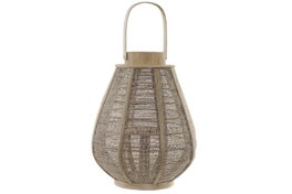 DKD Home Decor Portavelas Bambú Lino Natural 28x28x51 cm